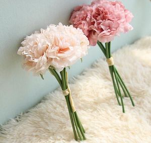 Bunch Hydrangea Peony Bouquet Artificial Flowers Floristry DIY for Home Wedding Decorative 6 Colours G