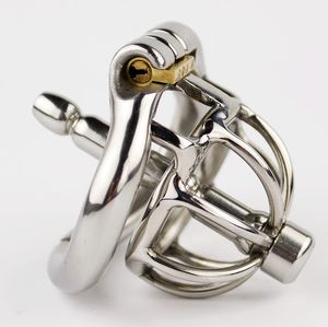 Sex Toys For Men 42 mm length Stainless Steel Super Small Male Chastity Device With Urethral Sounds Catheter 1.65" Short Cock Cage