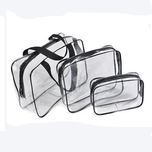 3 Teile/satz Kosmetik Tasche Set Mode Transparent Schönheit Tasche Wasserdichte Handtaschen Waschen Taschen Damen Make-Up Tasche