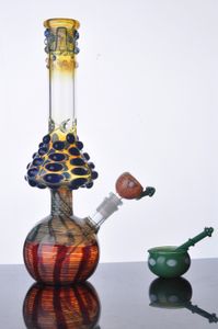 Unique hookahs Colored Glass Bong Mushroom Bongs Big Water Pipes Thick Glass Recycler with Downstem Free Shipping