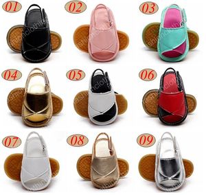 Summer Toddler Leather Sandals Baby Rubber Sole Shoes Infant Girls Boys Soft Sole PU Leather Baby First Walkers Kids Footwear 9color 0-2Year