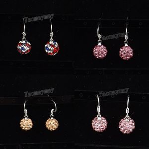 24 Paare/Lot UK-Flagge, rosa, rosa, Champagner, rosa Kristall-Tropfenohrringe, versilberter Schmuck