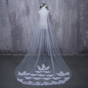 2019 Bruid Veils White Applique Tule 3 meter Veu de Noiva Long Wedding Bridal Accessories Lace Veil