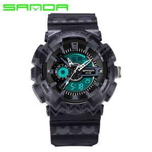 2017 أزياء جديدة Sanda Brand Colorful Digital Outdoor Watch Watch Waterproof Anti-Shock LED Digital Chrono Relogio Maschulino