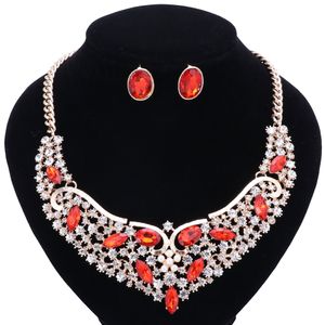 Mode Imitierte Perle Kristall Perlen Schmuck Sets Für Frauen Braut Hochzeit Zubehör Vergoldet Halskette Stud Ohrringe Set