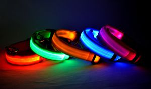 7 Color S M L Size Glow LED Dog Pet Cat Collar Flashing Light Up Nylon Band Belt Puppy Night Safety Adjustable Luminous Collars Supplies
