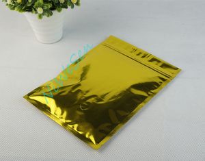 14x20cm, 100 sztuk / partia Gold Aluminiowa Folia Plastikowa Ziplock Torba, Przechowywanie Cornmeal Mylar Folia Zamek błyskawiczny Wielokrotnego użytku, Pack Chocolate Goledn Pocket