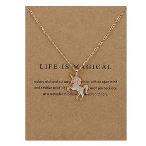 Unicorn Pendant Necklace Life is Magical Necklaces for Women Girls Christmas Birthday Gifts