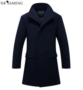 Wholesale- New Man Long Trench Coat Wool Coat Winter Peacoat Men's Wool Coat Mens Overcoat Men's Coats Male Clothing M-2XL 13W0270