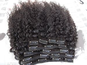 16 inç Brezilyalı insan remy bakire klip ins saç uzantıları doğal siyah renk çift çizilmiş atkı afro kinky curl dokumaları moda kadınlar için