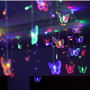 3.5m*0.6m LED Kelebek String AC110V-220V Su geçirmez Perde Tatil Işıkları Noel Yeni Yıl Çelenk Düğün Dekoru