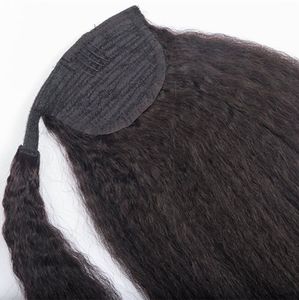 Natural blow out Kinky straight drawstring Ponytail Virgin Clips Human Hair Ponytail Hair Extension PonyTail Hair Piece For Black Women