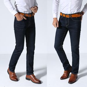 Herren-Stretch-Jeans, Sommer, leicht, dünn, Denim, Schwarz, Blau, Slim-Fit-Kleiderjeans1