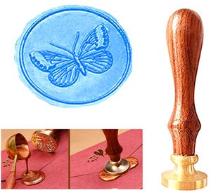 Vintage Butterfly Custom Picture Logo Wedding Invitation Wax Seal Sealing Stamp Rosewood Handle Set Kit