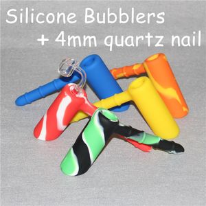 18.8mm Joint Size Silicone Hammer 6 Hål Percolator Bubbler Rökning Handrör med 4mm Quartz Nails Ash Catcher Bubbler Percolator via DHL