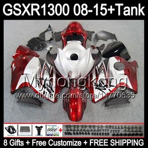 8gifts For SUZUKI Hayabusa GSXR1300 08 15 GSXR-1300 Dark red 14MY63 GSXR 1300 GSX R1300 08 09 10 11 12 13 14 15 Fairing TOP white black Kit