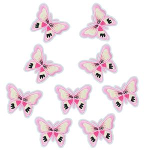 10 pcs cor-de-rosa borboleta manchas insetos crachás para vestuário ferro bordado patch applique ferro em remendos acessórios de costura DIY