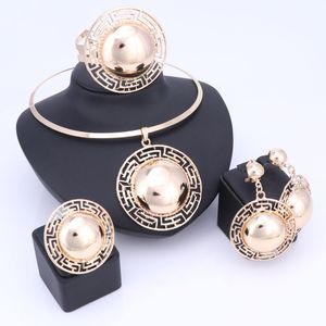 Wedding Bridal Jewelry Sets For Women Necklace Bracelet Earrings Rings Gold Plated Dubai African Beads Statement Accessories