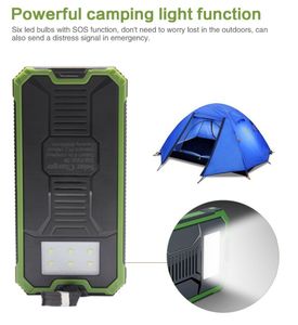 New outdoor Solar power bank 20000 mah mobile powerbank universal portable charger LED light battery