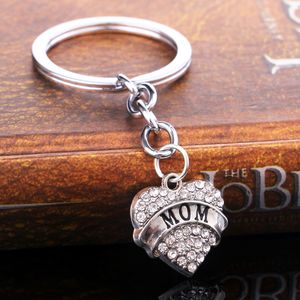 Crystal heart keychain love Mom sister Grandma Daughter family member charm key ring bag hangs for men women fashion jewelry