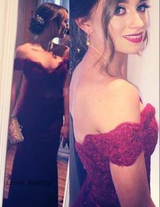 Długa South African Syrenka Koronki Aplikacje Wino Red Prom Sukienka Piękny Maroon Formalna Wieczorowa Party Suknia Custom Made Plus Size