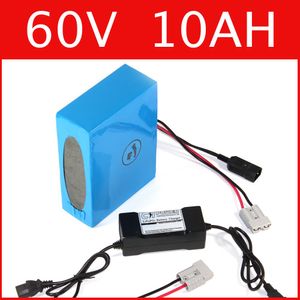 Bateria de lítio de 60V 10AH super power bateria de bicicleta elétrica 67.2V bateria de íon de lítio + carregador + BMS, direito aduaneiro livre