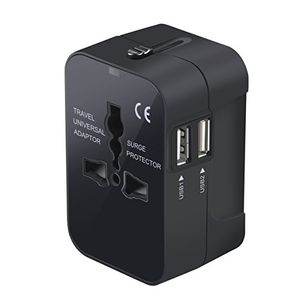 Travel Adapte converter, Worldwide All in One Universal Wall AC Power Plug Adapter Charger with Dual USB Charging Ports