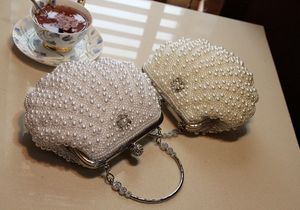 sell new style bridal hand bags handmade diamond pearl clutch bag makeup bag wedding evening party bag shuoshuo6588263t