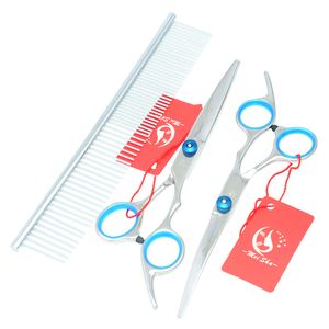 7.0 Inch Meisha Tesoura Cucciolo JP440C Straight Thinning Curved Shears Professionale Pet Grooming Scissors Set Pet Supplies, HB0033