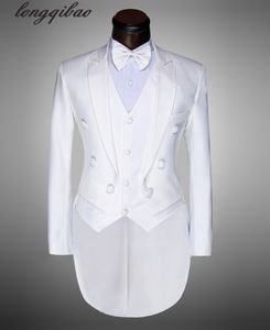 Blazers toptan siyah beyaz erkekler smokin sahne performans kostüm takım elbise düğün evli kamera takım elbise erkek dört parça takım elbise