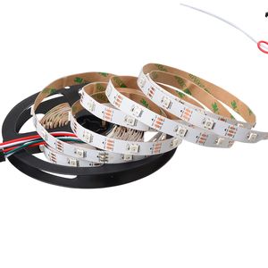 5M 301 / M SK6812 Цифровой светодиодный светильник СВД, адресуемые 5050 SMD RGB 30Pixels / m гибкие рождественские телевизоры, DC5V, белая печатная плата, не водонепроницаемый IP20