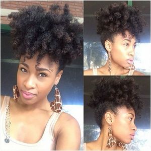 Kinky Curly Afro Ponytail Clip Human Hair Extensions Peruwiański Włosy Afro Puff Pony Ogony Ludzkie Czarne Krótkie Fryzury Dla Kobiet