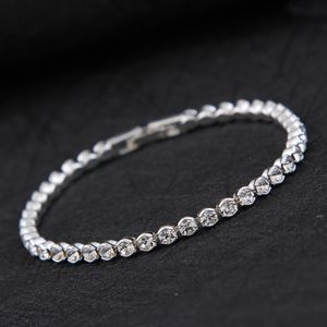 Bracciale semplice in cristallo di diamante Braccialetti a maglie placcati in oro argento Braccialetti per gioielli da sposa alla moda da donna