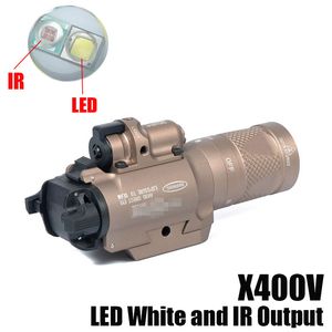 새로운 SF X400V-IR 손전등 전술 총 빛 LED 흰색 및 빨간색 레이저 어두운 지구와 IR 출력