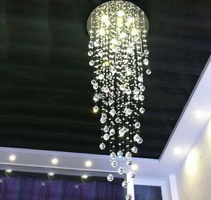 Modern Comtemporary Rain Drop Top K9 LED Crystal ljuskrona tak Lighing fixture för trappa vardagsrum llfa