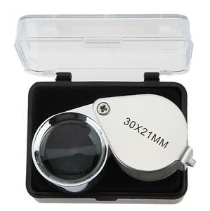 Metal folding portable hand-held glass lens jewelry identification magnifying glass Instruments