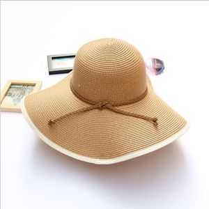 Лето новая мода Приморский загар может сложить пляж шляпа девушка, большой в шляпе солнца праздник путешествия шляпа солнца