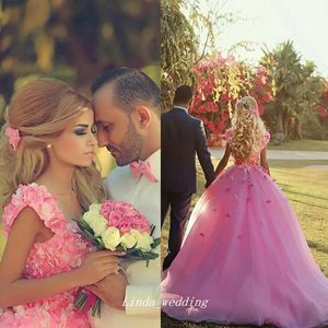 Cute Pink Handmade Made Flowers Prom Dress Custom Made New Fairy Petals Ball Gown Long Party Gown Plus Size