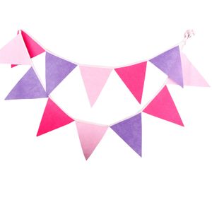 12 flaggor filt tyg banners personlighet bröllop bunting dekor godis röd fest födelsedag baby shower krans dekoration