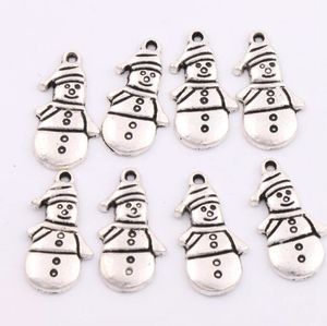 Christmas Gifts Snowman Winter Charm Beads 200pcs/lot 12.4x25mm Antique Silver Pendants Fashion Jewelry DIY L772
