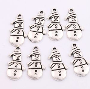 Julklappar Snögubbe Vinter Charm Pärlor 200PCS / Parti 12.4x25mm Antika Silver Hängsmycken Mode Smycken DIY L772