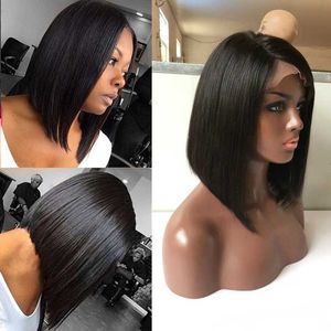 Wholesale human hair wigs resale online - Short Bob Cut Wigs For Black Women Glueless Virgin Human Hair Lace Front Wigs Baby Hair Human Hair Wigs