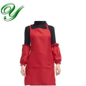 aprons with pockets sleeves chef apron kitchen cooking aprons waitress server pinafore Polyester plain color garden apron for girl women