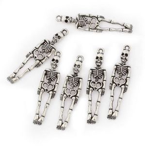 Navire gratuit 100pcs Antique Silver Human Skeleton Charms Pendant pour les conclusions de bijoux 39x10 mm
