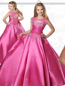 Pageant Dresses for Teens 2019 ritzee with Sabrina Neck and Floor Length Fuchsia Taffeta Ball-Gown Pageant Dresses for Girls size 12 Lace Up