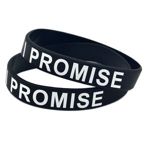 100PCS I PROMISE Bracciale in silicone per sport o cancro Stampato slogan motivazionale Taglia per adulti 9 colori