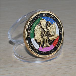 Legen Sie die ganze Rüstung Gottes Epheser 6-13-17 Challenge Coin Color Bible