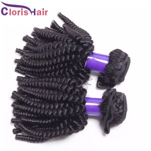 Malaysian Virgin Human Hair Weave Double Machine Afro Kinky Curly Extensions Mink Full Aunty Funmi Bouncy Curls Weft Bundles 3pcs