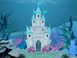 Deniz Altında 7x5ft Kale Backdrop Fotoğrafçılık Prenses Kız Küçük Denizkızı Arka Dijital Çocuklar Stüdyo Booth Ateş Sahne