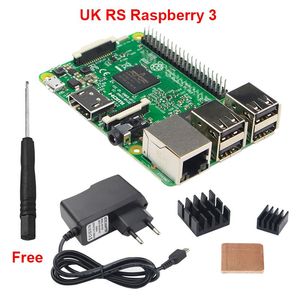 Freeshipping UK Raspberry Pi 3 Modell B + 2.5A Strömförsörjningsadapter + Aluminium Koppar Värmesbänk + Fri skruvmejsel för RPI3 PI3